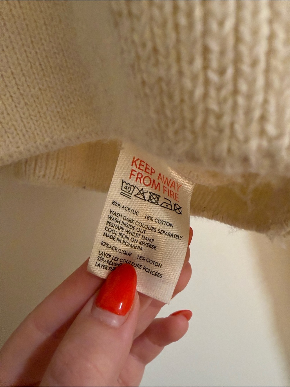 Urban Outfitters Cream Ribbed Knit Cropped Sweater | Size Large - Picture 3 of 4